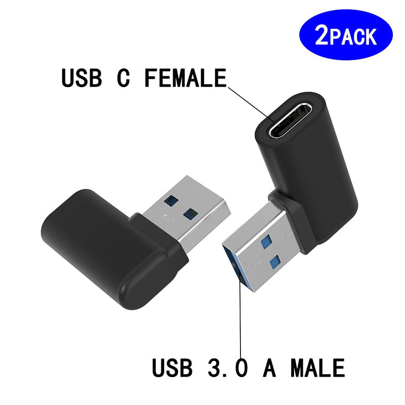 [Australia - AusPower] - USB C Female to USB A Male Adapter Right Angle, USB C to USB 3.0 Adapter, 90 Degree USB C to USB Adapter, USB Type C to USB Coverter Sync & Charging Adapter for USB C Cable, Hubs, 2Pack 