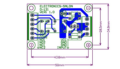 [Australia - AusPower] - ELECTRONICS-SALON DPDT Signal Relay Module, 12Vdc, RY12W-K Relay. Has Assembled. DC 12V 