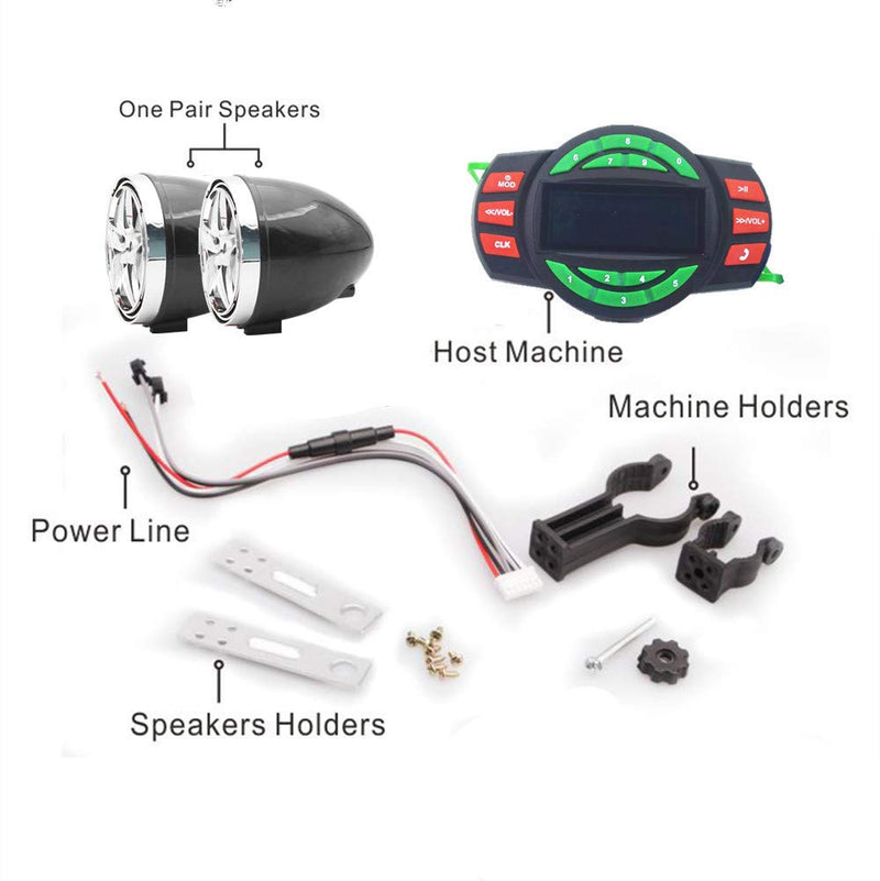 [Australia - AusPower] - UTV ATV Bluetooth Amplifier Sound System Hand-Free Speakers FM USB Audio System Stereo 3.5 Inch Speakers 12V Motorcycle Waterproof Audio FM Radio Stereo Speaker (Silver&Black) Silver&Black 