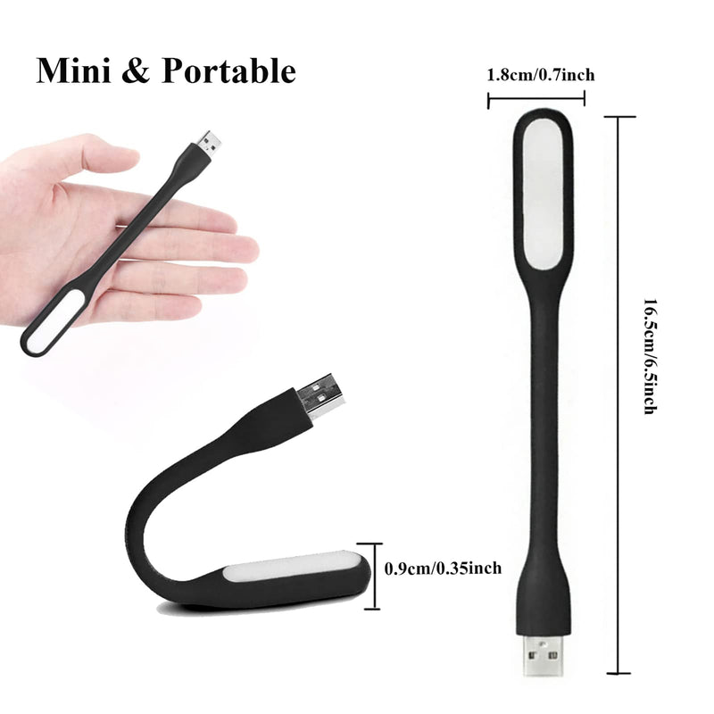 [Australia - AusPower] - Soseelnee Mini Flexible Light, Portable USB Led Reading Night Lamp for PC Laptop Computer Notebook Power Bank - 2 Pack (Black) Black 