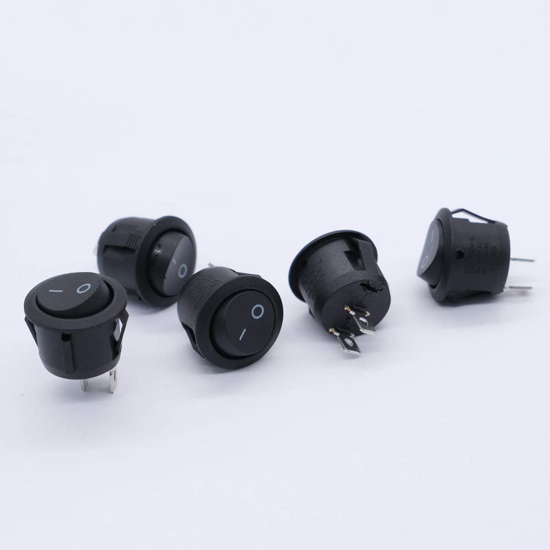 [Australia - AusPower] - mxuteuk 5pcs Snap-in Round Boat Rocker Switch Toggle Power SPST ON-OFF 2 Pin AC 250V 6A 125V 10A, Use for Car Auto Boat Household Appliances 1 Years Warranty MXU1-5-101 2 Pin Black ON-OFF 