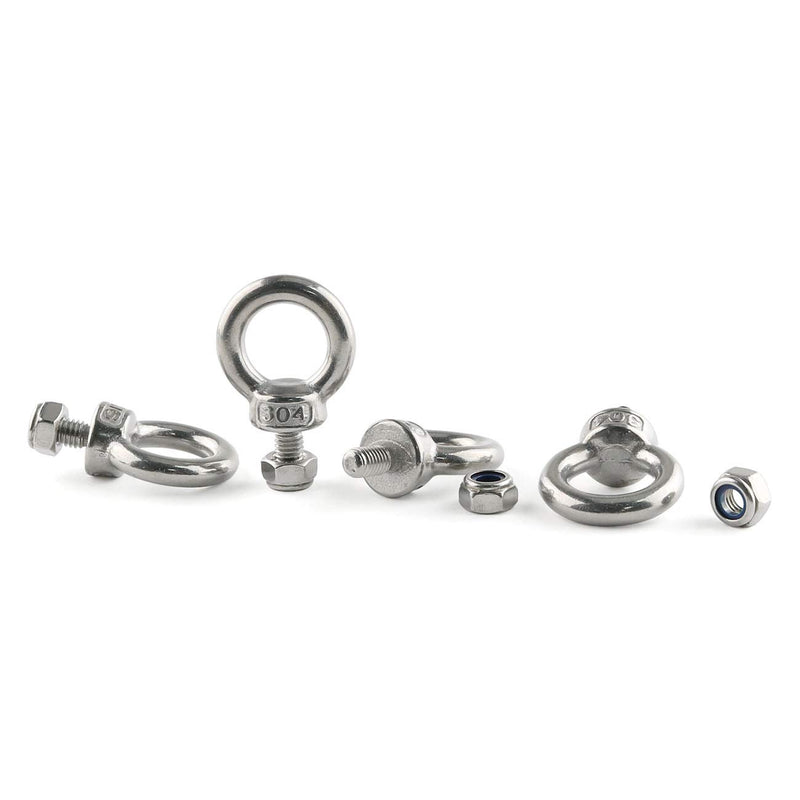 [Australia - AusPower] - E-outstanding Eyebolt 6PCS M6x12 Male Thread Machinery Shoulder Lifting Ring Eye Bolt with M6 304 Stainless Steel Nylon Lock Nuts 