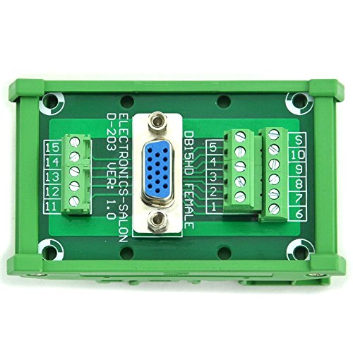 [Australia - AusPower] - Electronics-Salon D-SUB DB15HD Female DIN Rail Mount Interface Module, Breakout Board. 