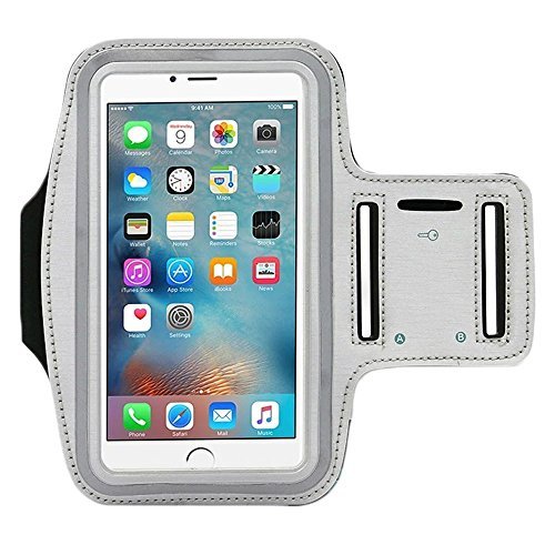 [Australia - AusPower] - Universal Sports Armband Casehigh Shop Running-Exercise Gym Sportband Water Resistant Sweat Proof Key Holder Running Pouch Touch Good For hiking,Biking,Walking Screen Up To 5.7 inch (Silver 2 Pack) armband Silver 2pack 