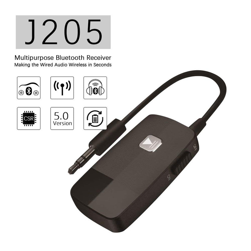 [Australia - AusPower] - iDIGMALL Advanced Bluetooth 5.0 Receiver for Home Stereo HIFI Music Streaming, Mini Wireless Audio Adapter for Car Speaker with 3.5mm RCA Aux Jack, 16 Hours Playtime, Easy to Slide ON/OFF, Multi-Point 