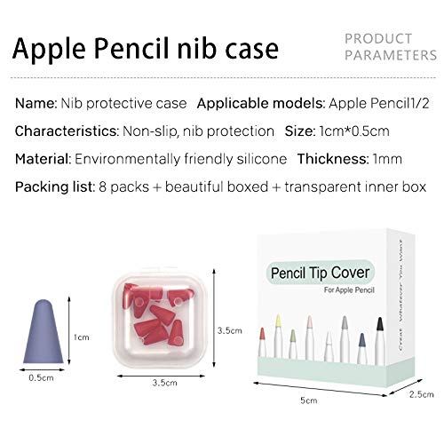 [Australia - AusPower] - Yikda Designed for Apple iPad Pencil Tips Nibs Cover(8 Colors) Premium Silicone Slim Lightweight Thin Protective Case Noiseless Drawing for Apple Pencil 1st Gen/Pencil (2nd Generation) 