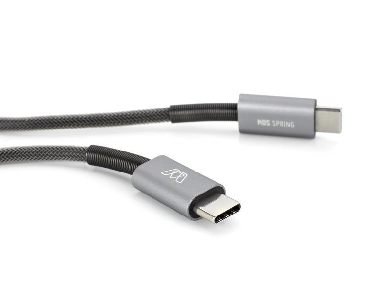 [Australia - AusPower] - Sewell MOS Spring USB-C Cable - USB-C to USB-C, Deep Grey, 1 ft,SW-32990-1 