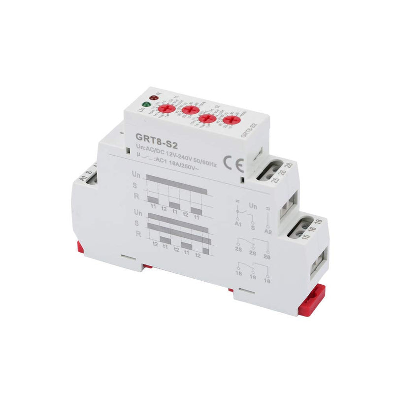 [Australia - AusPower] - Timer Relay AC/DC 12-240V Mini Asymmetric Cycle Timer Relay Switch 35mm DIN Rail Delay Time Relay ON/Off Repeat Delay Time Relay Switch for Cyclic Delay Control 