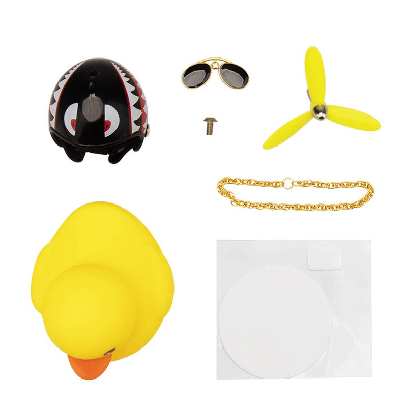 [Australia - AusPower] - wonuu Rubber Duck Car Ornaments, 5Pcs Yellow Duck Car Dashboard Decorations Squeeze Duck Bicycle Horns with Propeller Helmet (5 Pack-Combination 1) B-combination 