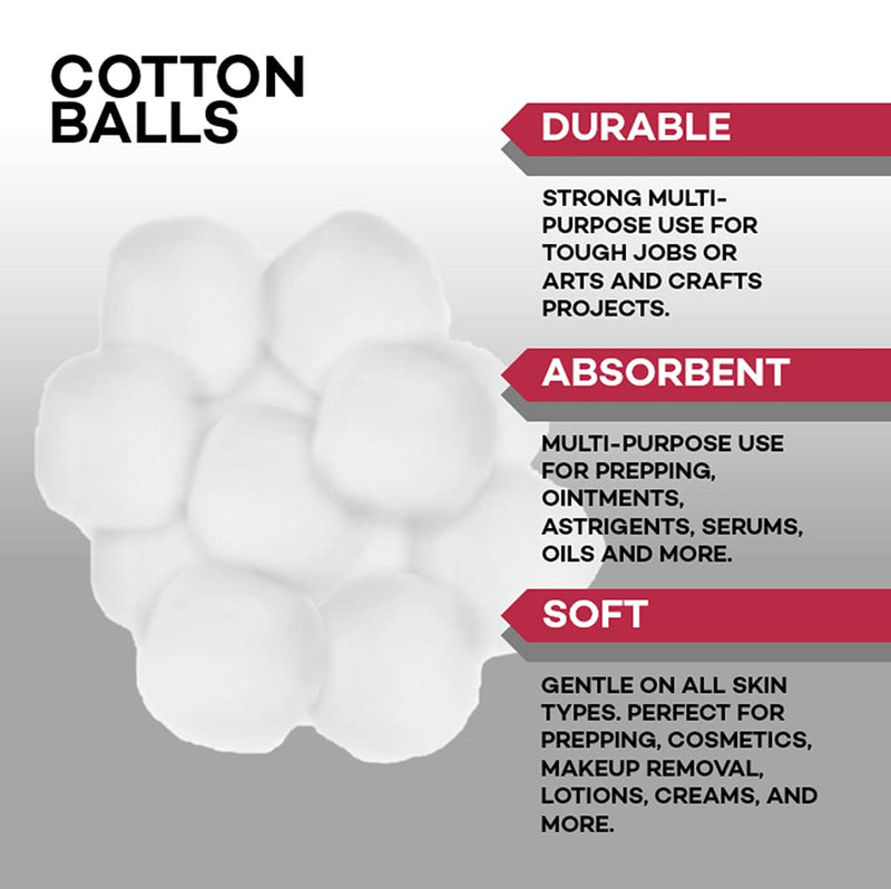 [Australia - AusPower] - Dealmed Cotton Balls – 1000 Count Medium Cotton Balls, Non-Sterile Bag of Cotton Balls in Easy to Access Zip-Locked Bag, Great for Skin Prep, Wound Cleansing, and DIY Needs 1000 Count (Pack of 1) 