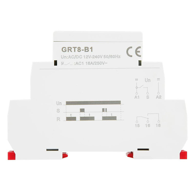[Australia - AusPower] - AC/DC 12-240V Timer Relay, Delay Off Time Relay, GRT8-B1 GEYA Mini Power Off Delay Timer Relay SPDT 35mm DIN Rail Type Time Relay 0.1S-10 Days 