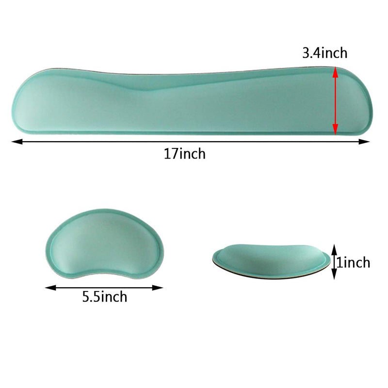 [Australia - AusPower] - Poualss Memory Foam Set Keyboard and Mouse Wrist Pad Rest,Cushion Support for Office,Gaming,Computer,Laptop and Mac,Pain Relief& Easy Typing (Mint Green) Mint Green 
