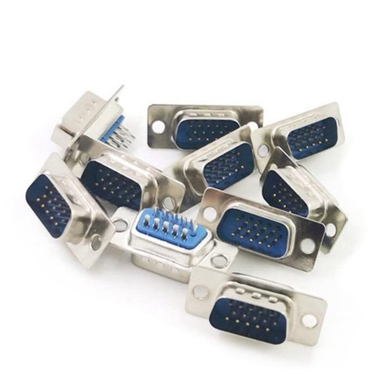 [Australia - AusPower] - Jienk 10PCS VGA Male DB15 3 Row Solder Cup Connectors Kit, Solder Type D-SUB HD15 Port15 Pin D Sub Couplers with Plastic Hoods, Strain Relief Grommet and Screws 
