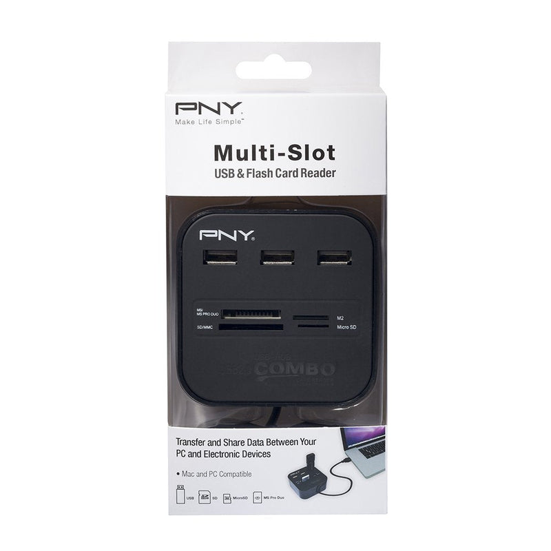 [Australia - AusPower] - PNY Multi-Slot USB & Flash Card Reader (P-UBSDRDR21K-RF) 