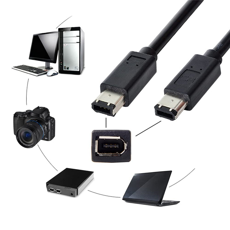 [Australia - AusPower] - NFHK 6 Pin to 6Pin FireWire 400 to FireWire 400 6-6 ilink Cable IEEE 1394 1.8m Black FW-016 