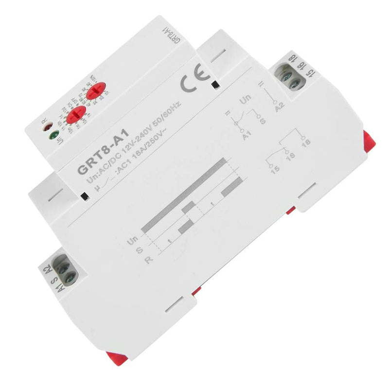 [Australia - AusPower] - Mini Power On Delay Relay AC/DC 12V~240V GRT8-A1 Time Relay 35mm DIN Rail Single Function Timer Relay Set by Panel Knob for Power-on Delay 