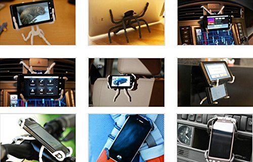 [Australia - AusPower] - ANGELANGELA 3222641 Universal Multi-Function Portable Spider Flexible Grip Holder for Smartphones and Tablets, Black 