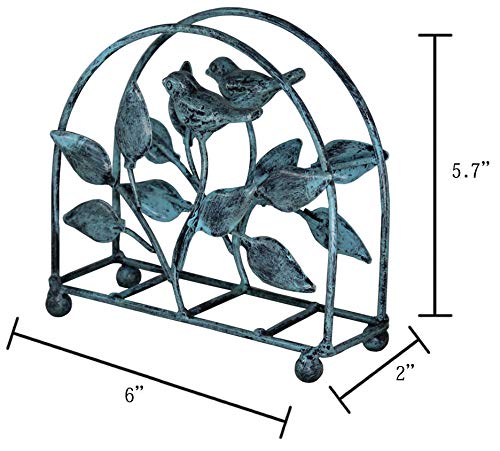 [Australia - AusPower] - Cast Iron Bird & Tree Classic Napkin Holder/Tabletop Freestanding Tissue Dispenser, Turquoise 