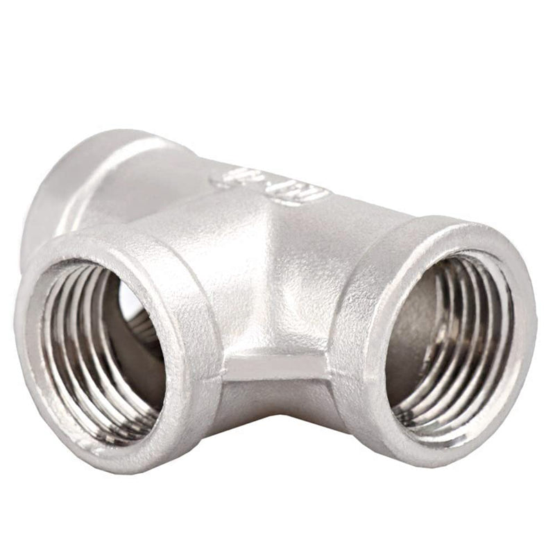 [Australia - AusPower] - Beduan 1/2" Tee Female NPT T Shaped 3 Way Cast Pipe Fitting - Stainless Steel 304 (Pack of 2) 1/2'' 