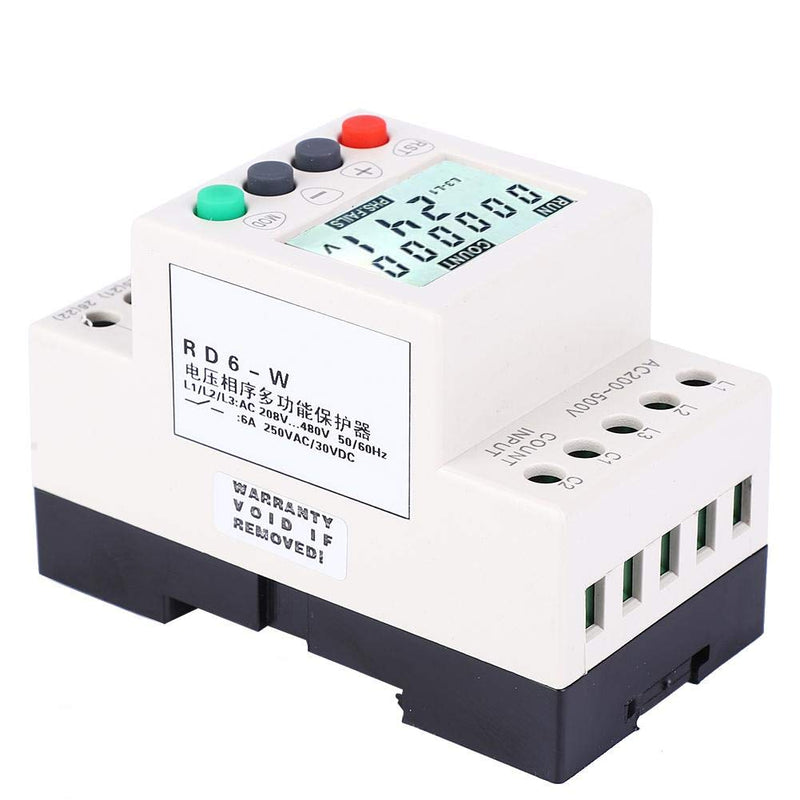 [Australia - AusPower] - YWBL-WH RD6-W LCD Display Under Over Voltage Phase Sequence Protector 3 Phase Voltage Monitor Relay 208-480VAC 
