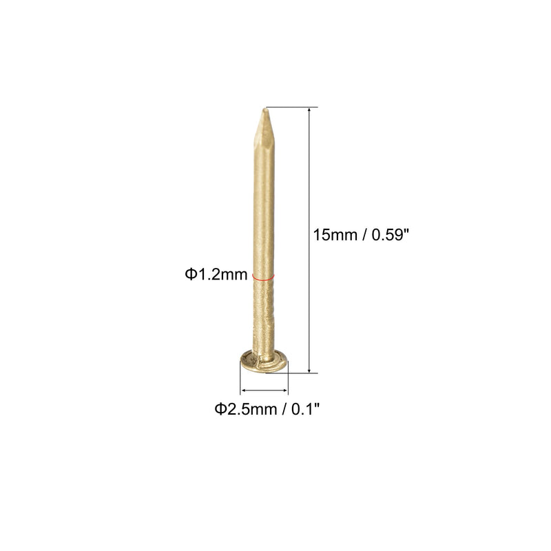 [Australia - AusPower] - uxcell Small Tiny Brass Nails 1.2x15mm for DIY Decorative Pictures Wooden Boxes Household Accessories 100pcs 