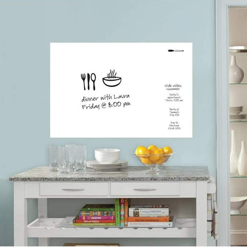 [Australia - AusPower] - White Board Wall Sticker Roll Dry Erase Board Markers Included Adhesive White Board Wallpaper for Office & Kids Room Peel and Stick Paper Decal 17.7"x78.7" 17.7x78.7in 