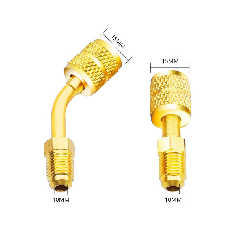 [Australia - AusPower] - R410A Adapter 5/16 inches SAE Female to 1/4 inches SAE Male Flare for Air Conditioners HVAC, 2 Straight Adapter + 2 Angled Adapter 