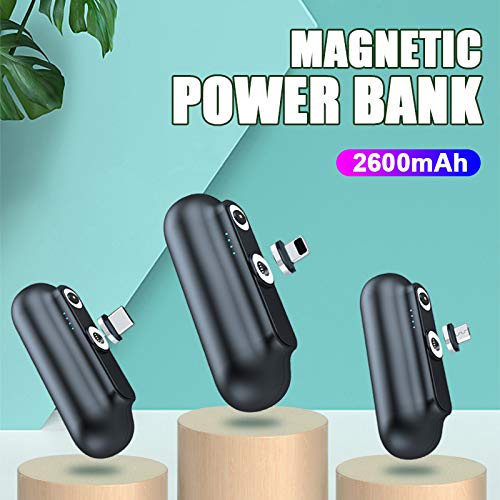 [Australia - AusPower] - Brsuity Portable Charger 3 in 1 2600mah Mini Magnetic Power Bank Portable Finger Wireless Power Bank 2600mah with Type c Android and ipohne adater 