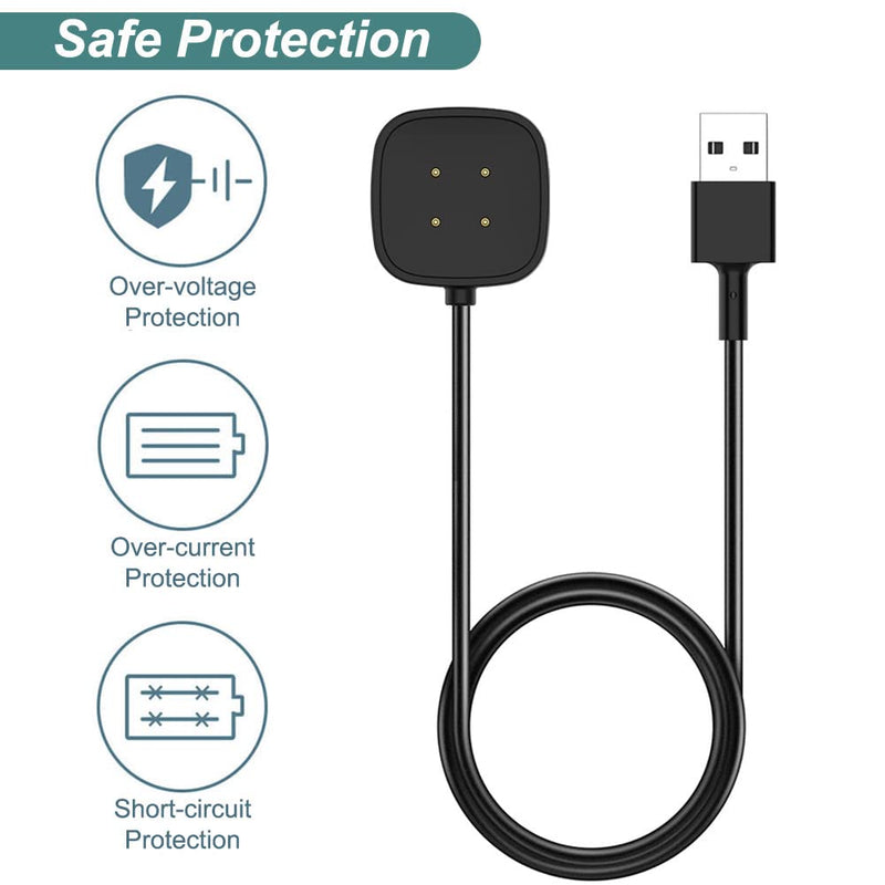 [Australia - AusPower] - Charger for Fitbit Versa 3 & Sense, Replacement Charging Cable Cord Magnetic Dock Stand for Fitbit Sense/Versa 3 Smartwatch [2-Pack] 