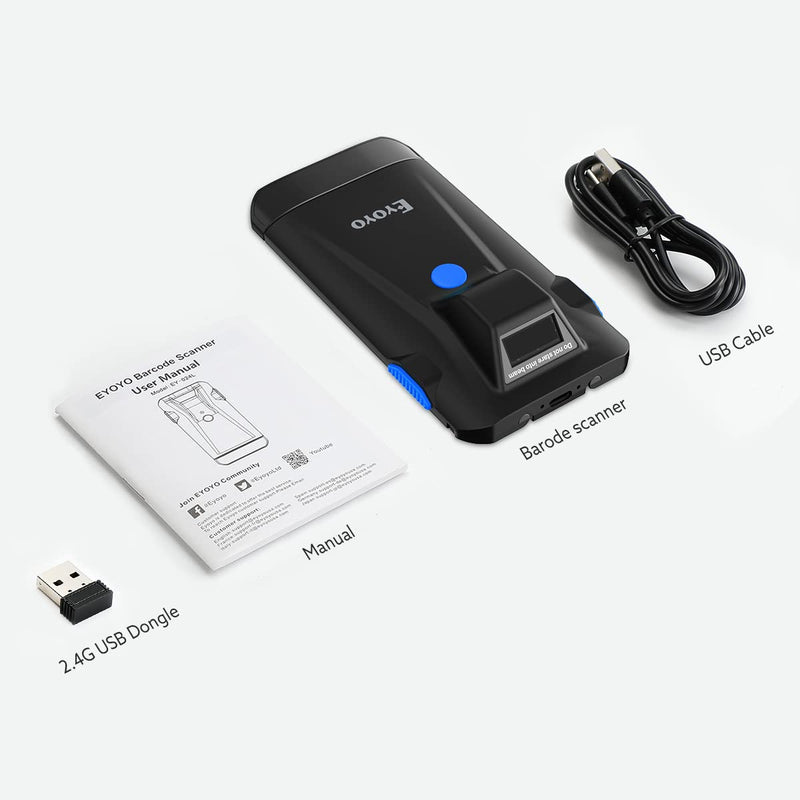 [Australia - AusPower] - Eyoyo 2D Portable Bluetooth Barcode Scanner,Phone Back Clip On Scanner,3-In-1 USB & Wireless, Rechargeable Bar Code Reader for Retail Warehouse Inventory Management Compatible with iPhone,Android, iOS 