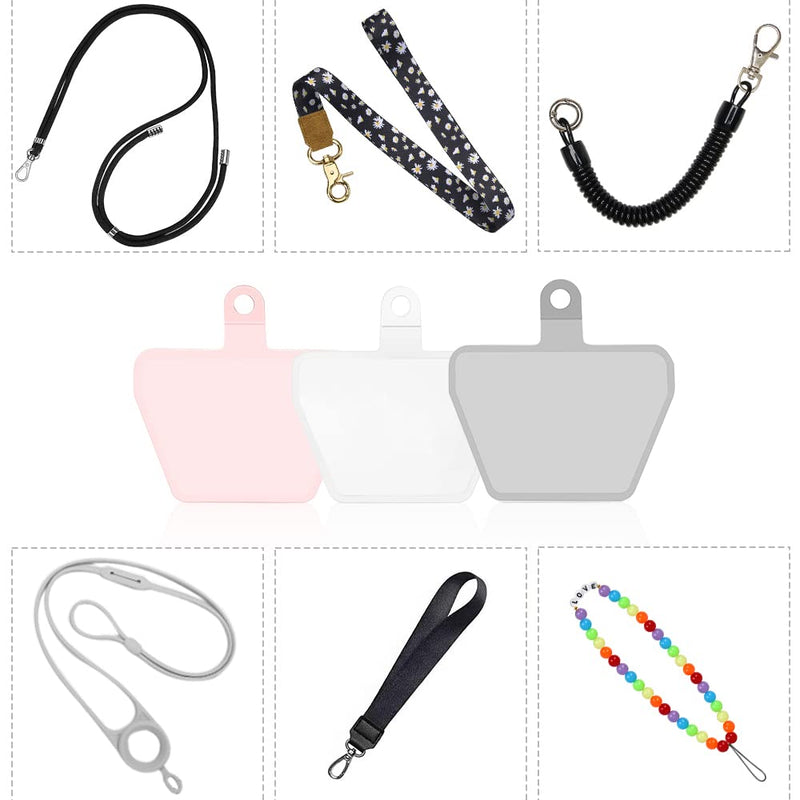 [Australia - AusPower] - Pluxen Phone Lanyard Pads - 2 x Universal Durable Tabs for iPhone, Samsung and All Cellphones Strap Safety Tether Transparent Black+clear 