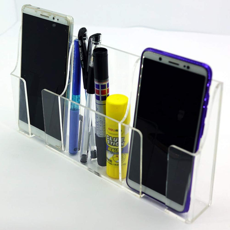 [Australia - AusPower] - Zmmyr Media Organizer Storage Box Acrylic Transparent Wall Mount Mobile Phone Holder Remote Control (Three Grid) Three Grid 