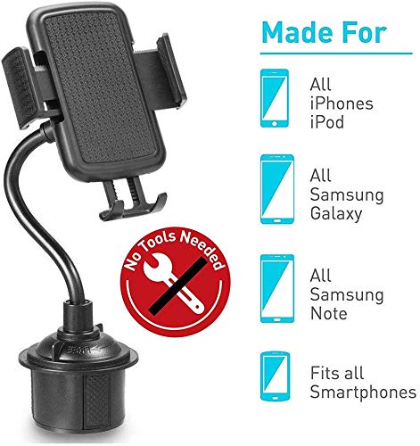 [Australia - AusPower] - Emoly Car Cup Holder Phone Mount with Longer Neck and 360 Rotatable Cradle for Cell Phone iPhone11/Pro/Xs/Max/X/XR/8/8 Plus,Samsung Note10/S10/S9/S8 