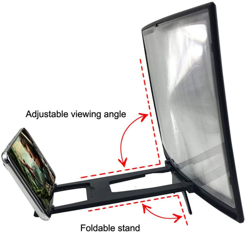 [Australia - AusPower] - HSRBO 12" 3D Curved HD Screen Magnifier for Cell Phone with Foldable Phone Stand Holder Compatible with All Smartphones 