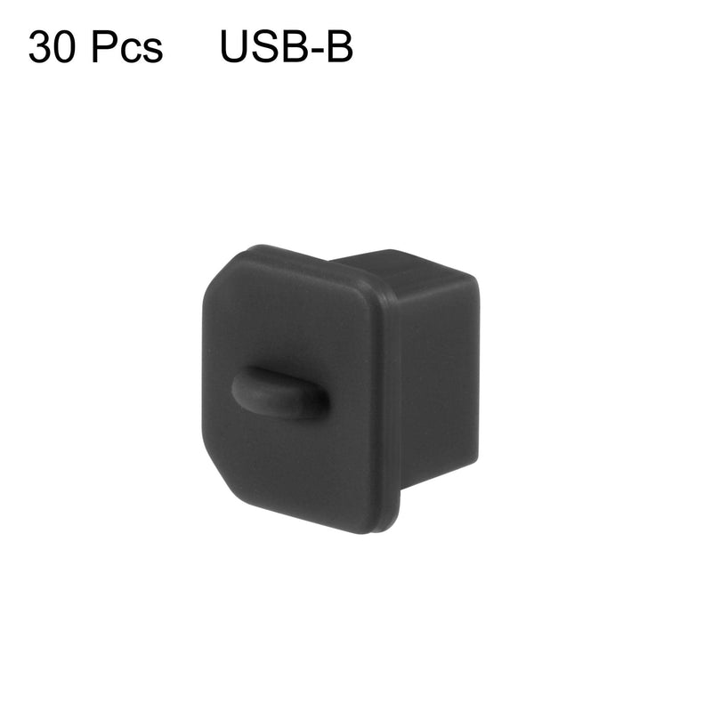 [Australia - AusPower] - uxcell 30pcs Silicone USB B Port Protectors Anti-Dust Stopper Cap Cover, Black 