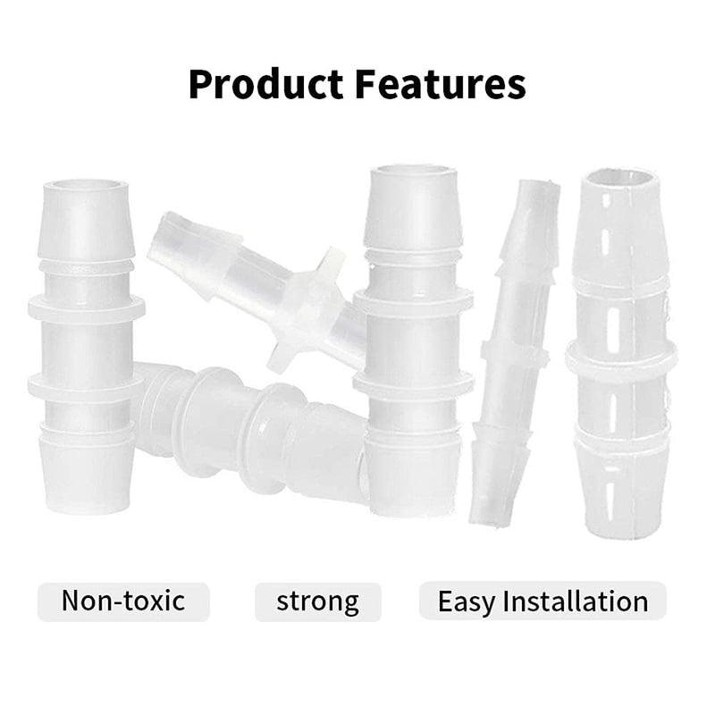 [Australia - AusPower] - Plastic Hose Barb Fitting, 1/4" x 1/4" Splicer Mender Adapter for Air Water Fuel (Pack of 8) 0.25 Inch 