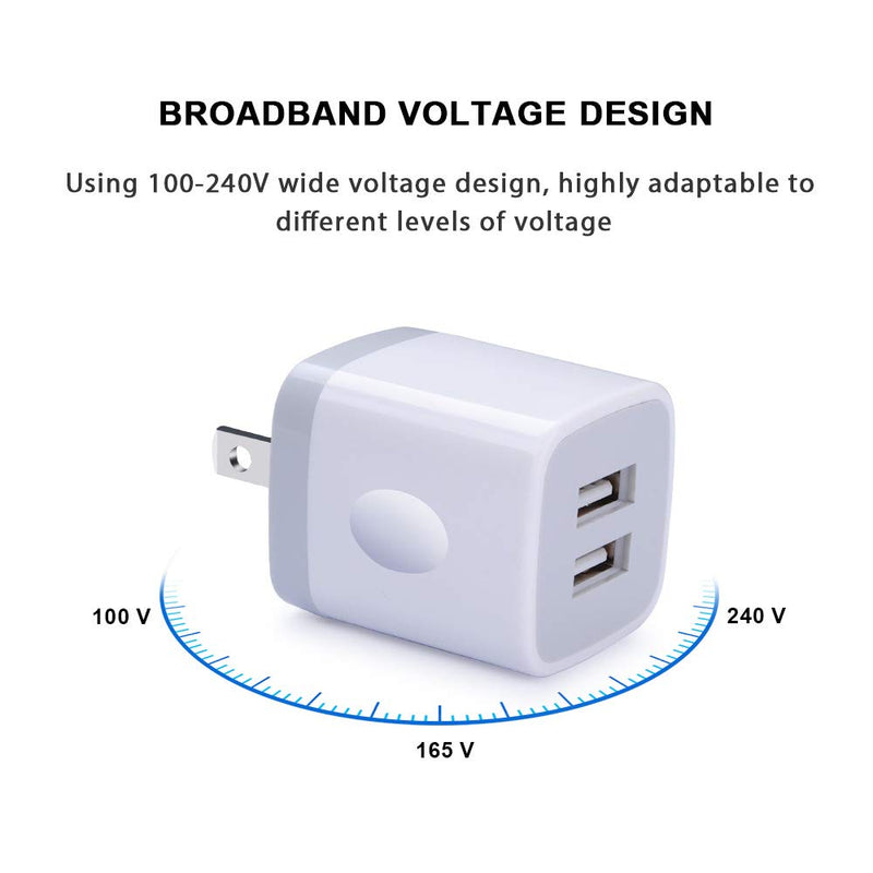 [Australia - AusPower] - USB Charger Wall Plug, FiveBox 5Pack 2.1Amp Fast 2Ports USB Wall Charger Power Adapter Charging Block Base Charger Brick Charger Cube Charger Box for iPhone 13/12/11/Xs/XR/X/8/7/6, Samsung, Android 5pcs 