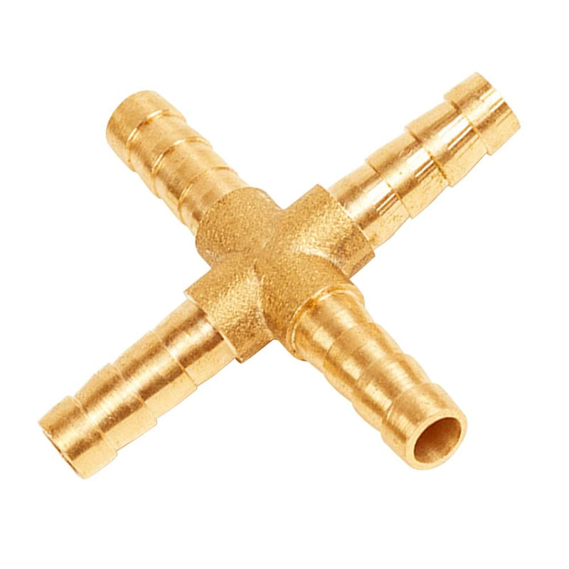 [Australia - AusPower] - Uenede 2PCS Solid Brass 十 Barb Fittings 5/16"OD 4-Way Union Intersection Hose Pipe Barb Fitting for Water/Oil/Gas 