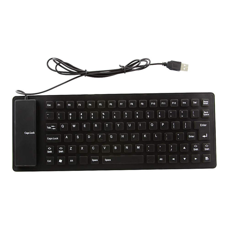 [Australia - AusPower] - Foldable Silicone Keyboard, USB Wired 85 Keys Waterproof Rollup Silent Typing Soft Touch Keyboard for PC Notebook Laptop(Black) 