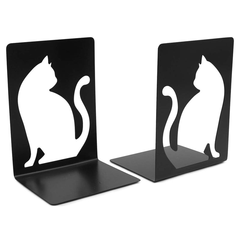 [Australia - AusPower] - Unique Hollow Out Design Cat Bookends Student Book Ends Metal Office Desk School Library Decoration Bookshelf Book Organizer for Christmas Birthday Gift 