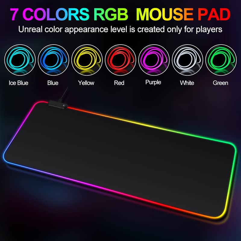[Australia - AusPower] - Large RGB Gaming Mouse Pad -15 Light Modes Touch Control Extended Soft Computer Keyboard Mat Non-Slip Rubber Base for Gamer Esports Pros 31.5X11.8 