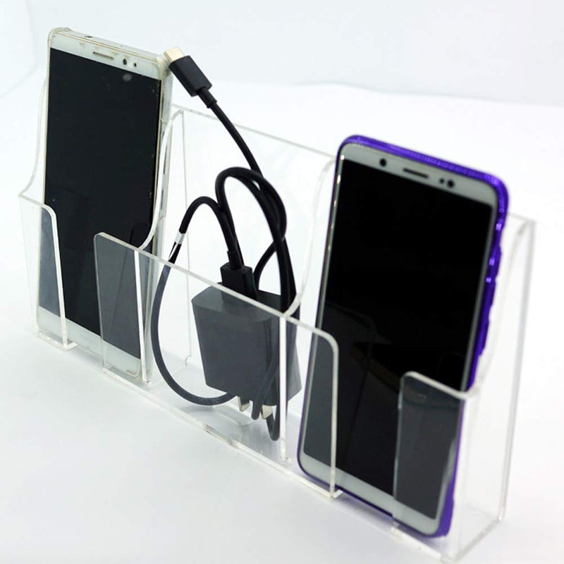 [Australia - AusPower] - Zmmyr Media Organizer Storage Box Acrylic Transparent Wall Mount Mobile Phone Holder Remote Control (Three Grid) Three Grid 