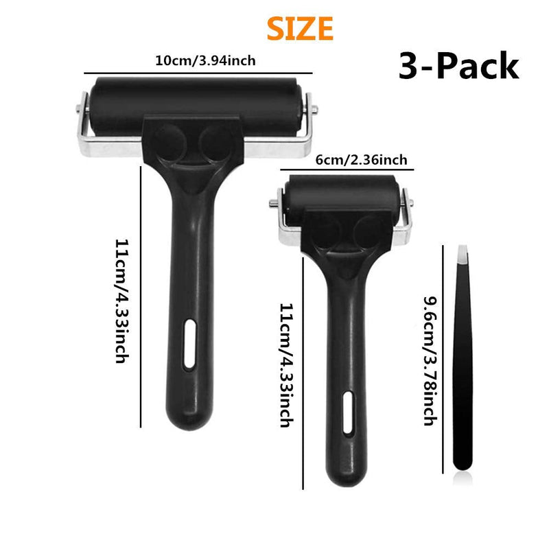 [Australia - AusPower] - Accfore 3 Pack Soft Rubber Brayer, Rubber Glue Roller for Printmaking Ink Paint Block Stamping Gluing Wallpaper and Arts & Crafts(2.4 inch and 4 inch) 