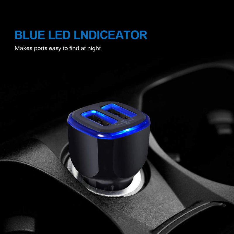 [Australia - AusPower] - Car Charger, 2.4A 12W AndHot 2 Pack Mini Dual Port USB Car Charger Adapter Plug for iPhone 13 12 SE 11 Pro Max XR XS X 8 7 6S Plus, iPad, Samsung Galaxy S22 S21 S20 S10 Note 20 A21, LG, Moto, Android 