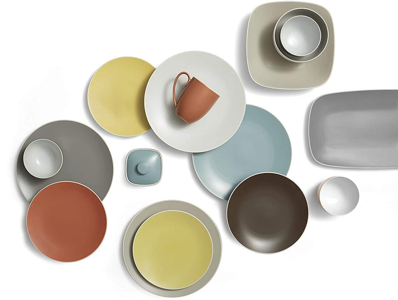 [Australia - AusPower] - Nambe - POP Collection - Slate Colored Place Setting - 4 piece set Includes Dinner Plate, Salad Plate, Soup Bowl, and Mug - Designed by Robin Levien 