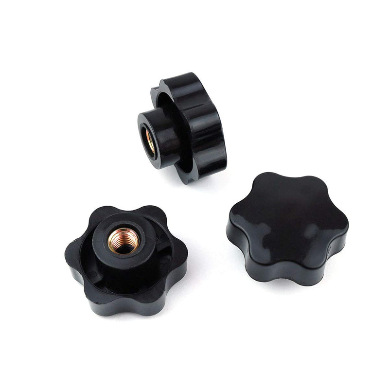 [Australia - AusPower] - 8 Pieces Star Head Knob, M10 Female Thread Black Plastic Star Head Clamping Knob Grip 