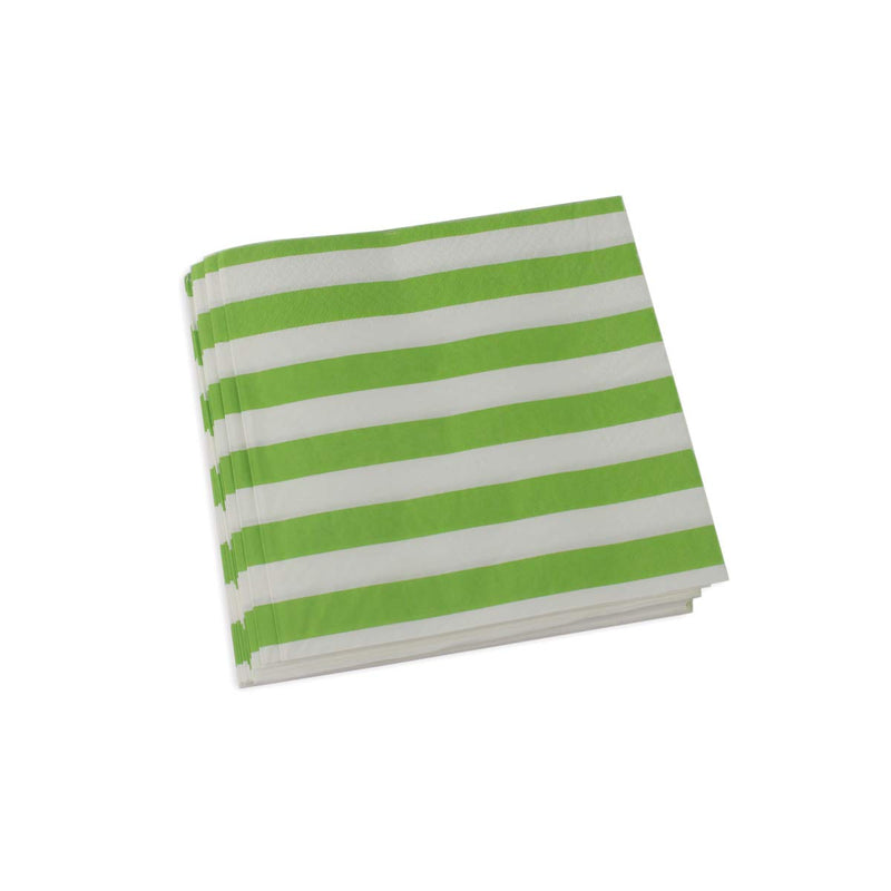 [Australia - AusPower] - Disposable Green Striped Napkins - 100 Count Birthday Party Paper Napkins 13x13inch Green Stripes 