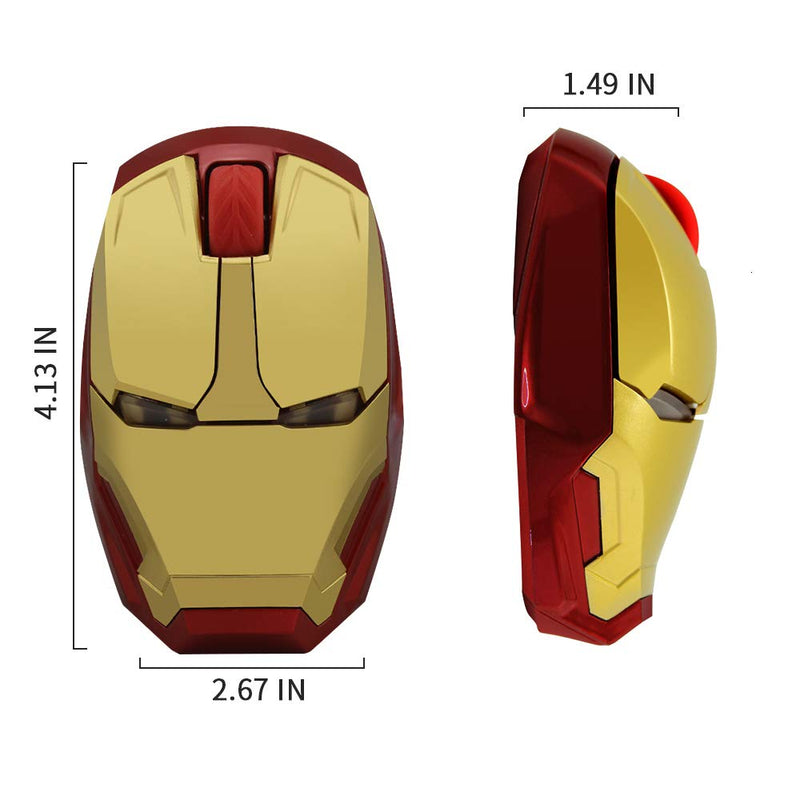 [Australia - AusPower] - ECOiNVA Wireless Iron Man Mouse 2.4G Optical Computer Mouse for Desktop Laptop PC Mac (Gold) Gold 