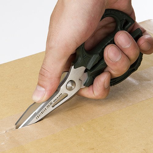 [Australia - AusPower] - ENGINEER PH-55 Multi-Function, 160mm Compact Scissors, Electrician Scissors, with 4-in-1 Combi Blade - cuts Carpet, Leather, Solid Copper Wire, Insulated cable, CDs, Thick Rope & More. Made in Japan Single 