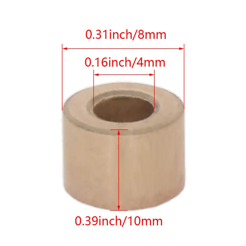 [Australia - AusPower] - Othmro Bearing Sleeve 4mm Bore x 8mm OD x 6mm Length Self-Lubricating Sintered Bronze Bushings 10PCS 4x8x6mm 